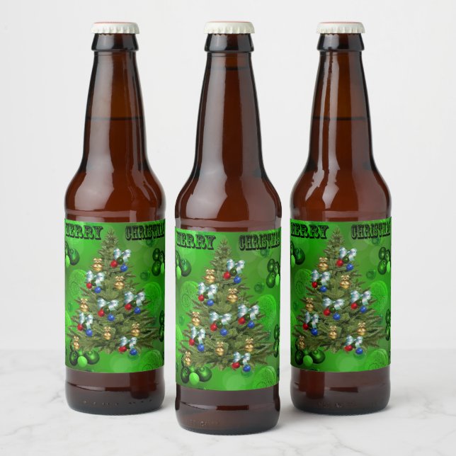 Rótulo Para Garrafa De Cerveja Tenham Um Natal De Lâmina De Feliz. (Garrafas)