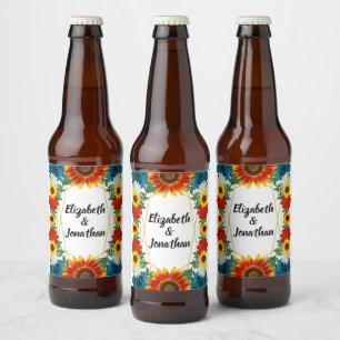 Rótulo Para Garrafa De Cerveja Terreno de Verão Floral Geométrico