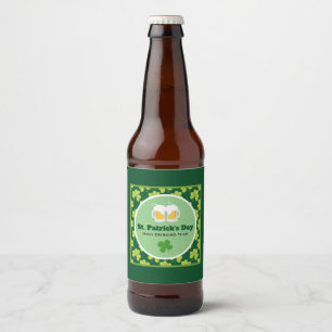 Rótulo Para Garrafa De Cerveja Teste padrão do trevo da equipe do bebendo do dia