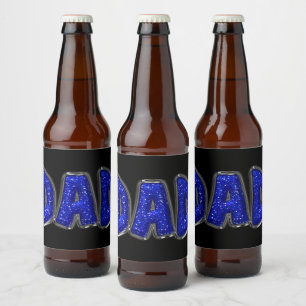 Rótulo Para Garrafa De Cerveja Texto Do PAI De Brilho Azul Que Você Personaliza