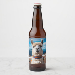 Rótulo Para Garrafa De Cerveja Texto Personalizado Peru Llama