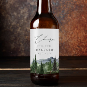 Rótulo Para Garrafa De Cerveja Timberline Casamento por Aquarela da Floresta Mo