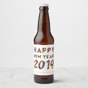 Rótulo Para Garrafa De Cerveja Tipografia colorida da fogueira do feliz ano novo