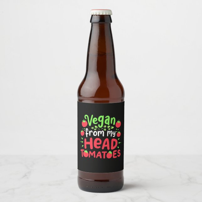 Rótulo Para Garrafa De Cerveja Tomates Veganos Da Minha Cabeça (Frente)