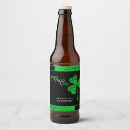 Rótulo Para Garrafa De Cerveja Trevo de São Patrício Verde Brilhante Personalizad