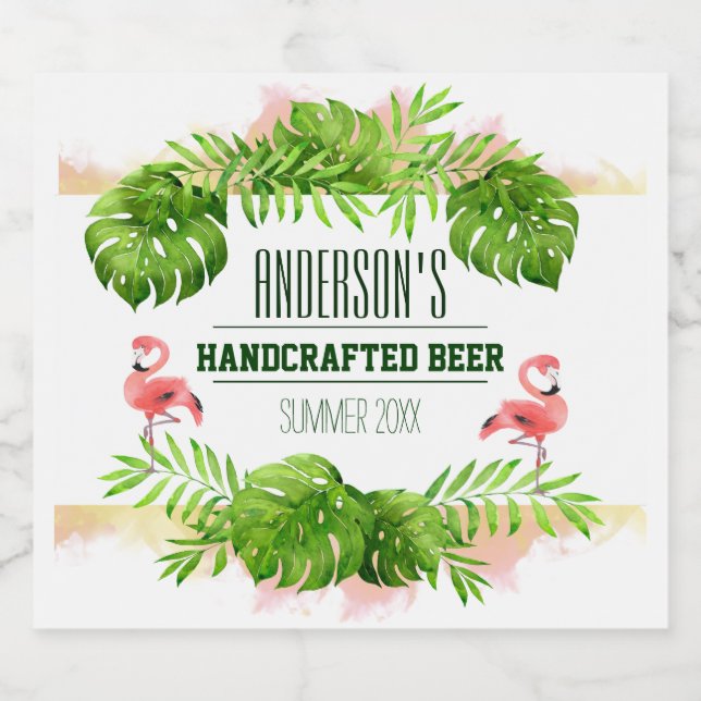Rótulo Para Garrafa De Cerveja Tropical de Verão (Rótulo Único)