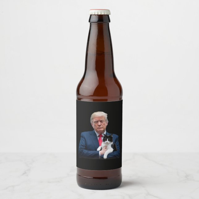 Rótulo Para Garrafa De Cerveja Trump 2024 Cat MAGA Funny Trump Cat (Frente)
