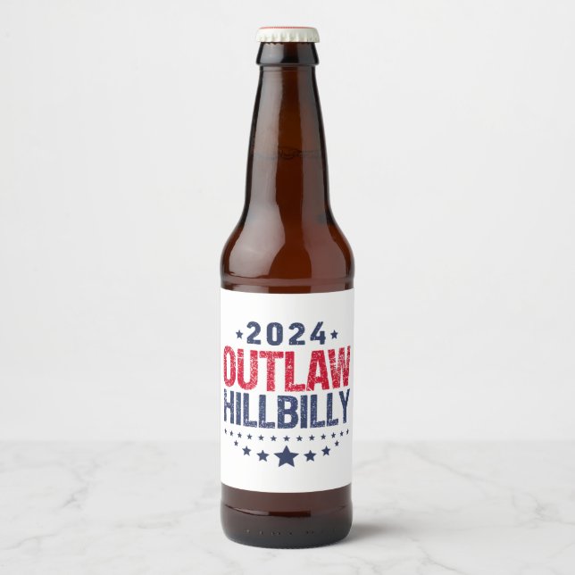 Rótulo Para Garrafa De Cerveja Trump Vance 2024 Outlaw Hillbilly US Flag (Frente)