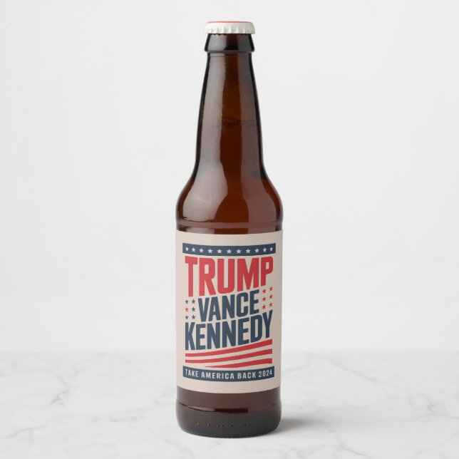 Rótulo Para Garrafa De Cerveja Trump Vance Kennedy Retome A América 2024 (Frente)