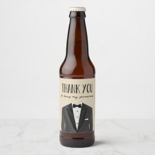 Rótulo Para Garrafa De Cerveja Tuxedo Obrigado Padrinho de casamento Beer Label