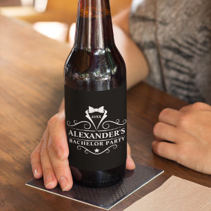 Rótulo Para Garrafa De Cerveja Tuxedo Tie Tie Black, Partido de Despedida de Solt