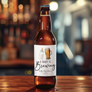 Rótulo Para Garrafa De Cerveja Um Bebê Está A Criar Chá de fraldas De Vidro De Ce