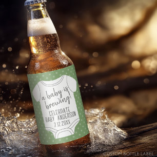 Rótulo Para Garrafa De Cerveja Um Bebê está se preparando — Casais Chás — Verde