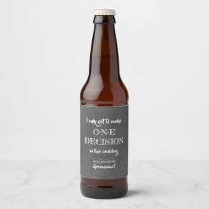 Rótulo Para Garrafa De Cerveja Uma decisão - convite engraçado do padrinho de