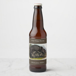 Rótulo Para Garrafa De Cerveja Urso Grizzly (Urso Marrom Norte-Americano) - Audub