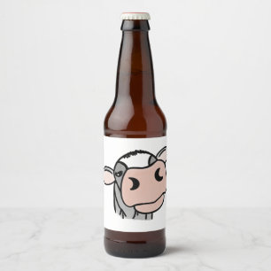 Rótulo Para Garrafa De Cerveja vaca de desenho animado preto branco rosa beijo ci