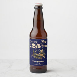 Rótulo Para Garrafa De Cerveja Vamos da festa de Ano Novo Azul Glamoroso