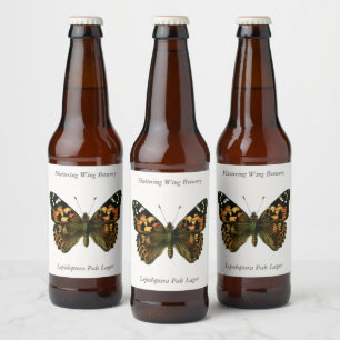 Rótulo Para Garrafa De Cerveja Vanessa cardui - A Bebida Borboleta B, pintada