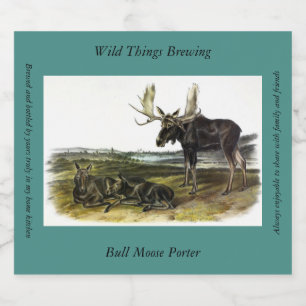 Rótulo Para Garrafa De Cerveja veado-alce (alces-alces-alces) de Audubon