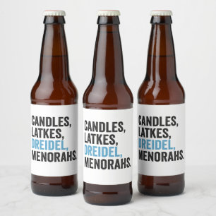Rótulo Para Garrafa De Cerveja Velas latem Dreidel Menorahs Engraçado Hanukkah ju
