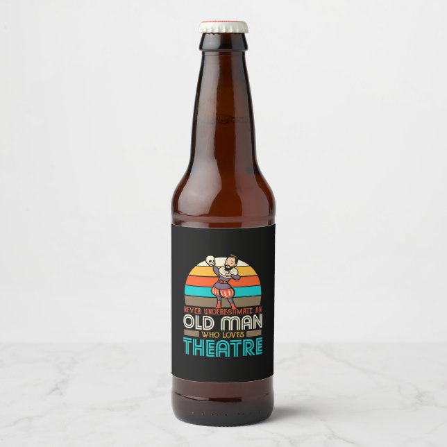 Rótulo Para Garrafa De Cerveja Velho Que Ama Teatro (Frente)