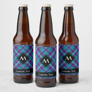 Rótulo Para Garrafa De Cerveja Verde marinho, Roxo e Tartan Azul