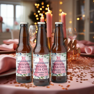 Rótulo Para Garrafa De Cerveja Vestido Rosa Quinceanera