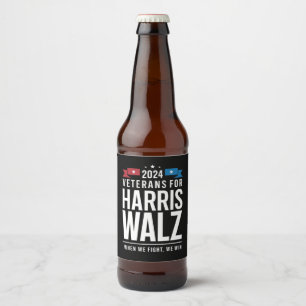 Rótulo Para Garrafa De Cerveja Veteranos Para Harris Walz 2024 Presidencial 