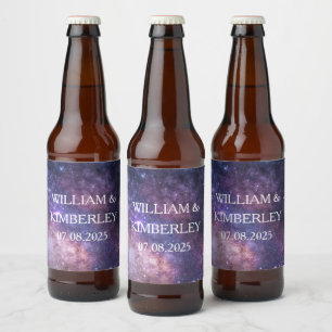 Rótulo Para Garrafa De Cerveja Via Látea Estrelas Sky Galaxy Casamento Elegante