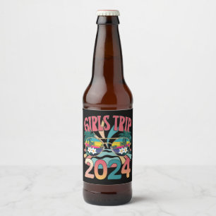 Rótulo Para Garrafa De Cerveja Viagem das Garotas Groovy 2024 Fim de Semana Verão
