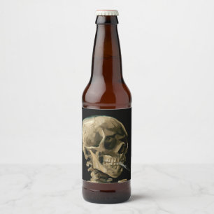 Rótulo Para Garrafa De Cerveja Vincent van Gogh - Crânio com Cigarro Aceso