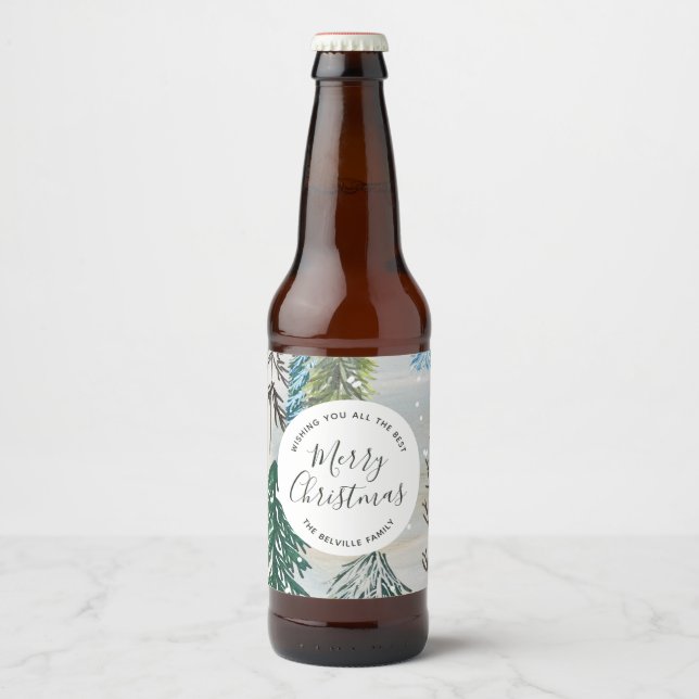 Rótulo Para Garrafa De Cerveja Vinhetas de inverno encantadas (Frente)