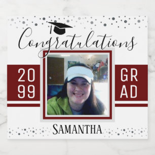 Rótulo Para Garrafa De Cerveja Vinho Fotográfico de Parabéns de Graduação Ele