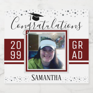 Rótulo Para Garrafa De Cerveja Vinho Fotográfico de Parabéns de Graduação Elegant