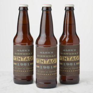 Rótulo Para Garrafa De Cerveja Vintage aniversário de 40 anos 1981, o Ano das Le