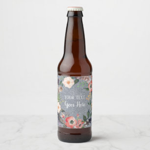 Rótulo Para Garrafa De Cerveja Vintage Floral Wreath Glitor
