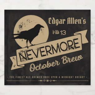 Rótulo Para Garrafa De Cerveja Vintage Gothic Personalizado Raven Halloween