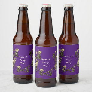 Rótulo Para Garrafa De Cerveja Vintage Grape Vine tem um trocadilho de Comida Hum