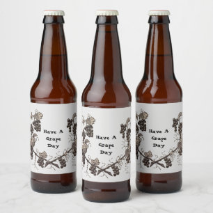 Rótulo Para Garrafa De Cerveja Vintage Grape Vine tem um trocadilho de Comida hum