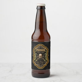 Rótulo Para Garrafa De Cerveja Vintage Poison Skull