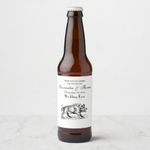 Rótulo Para Garrafa De Cerveja Vintage Wild Boar Draar BW #2