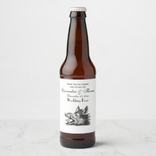 Rótulo Para Garrafa De Cerveja Vintage Wild Boar Head Desenho BW