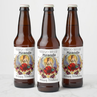 Rótulo Para Garrafa De Cerveja Virgo Zodiac Personalizar Presente de Aniversário