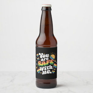 Rótulo Para Garrafa De Cerveja Você está Seguro comigo LGBT Arco-íris Gay