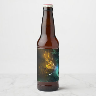 Rótulo Para Garrafa De Cerveja Voo luminoso verde de libélula