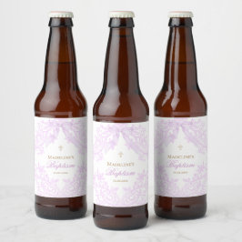 Rótulo Para Garrafa De Cerveja watercolor lilac purple Baptism