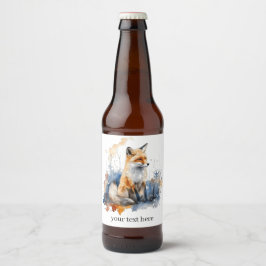 Rótulo Para Garrafa De Cerveja Whispers da Raposa Selvagem em Aquarela, personali