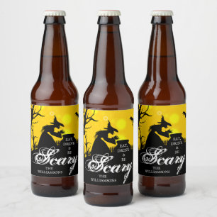 Rótulo Para Garrafa De Cerveja Wicked Witch Silhouette Halloween