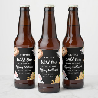 Rótulo Para Garrafa De Cerveja Wild One Jungle Safari Baby Shower Party
