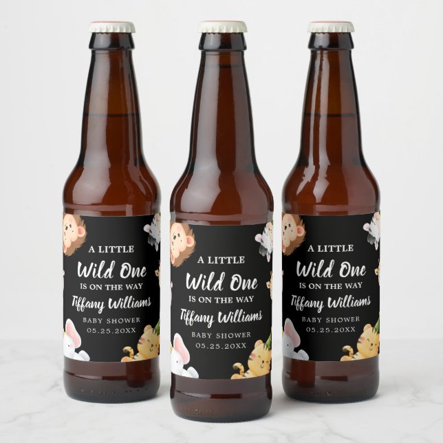 Rótulo Para Garrafa De Cerveja Wild One Jungle Safari Baby Shower Party (Garrafas)